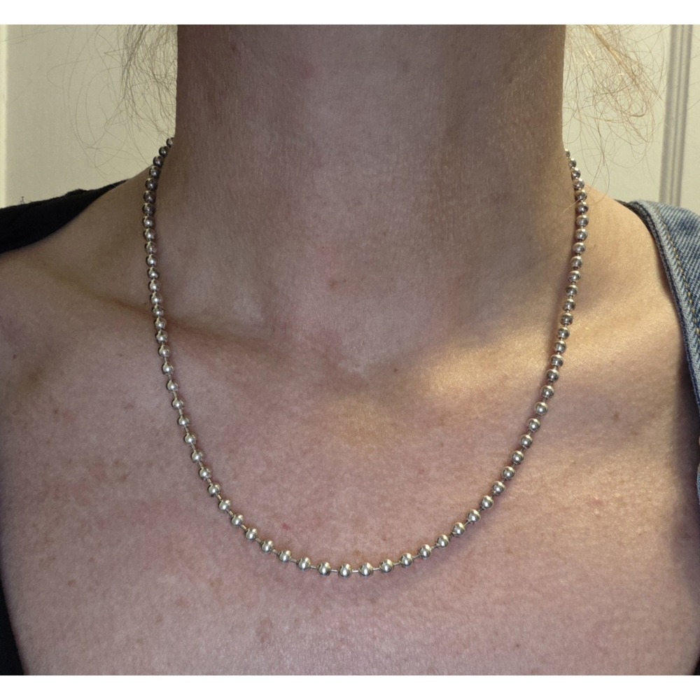 Sterling Silver .925 Italy. Ball And Chain Necklace. 18 Inches - Picture 8 of 8